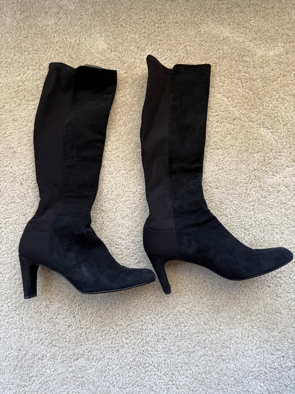 Stuart Weitzman Black Stretch Suede Boots